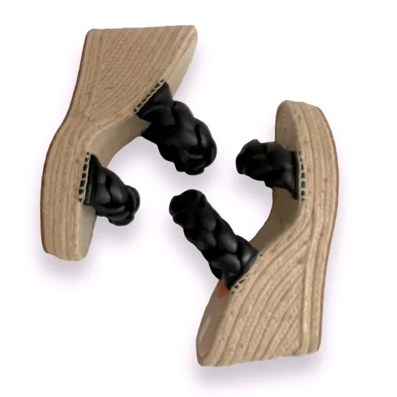 Kenneth Cole Olivia Braided Wedge Espadrille Black Sandal Size 11 NWT - Picture 5 of 9